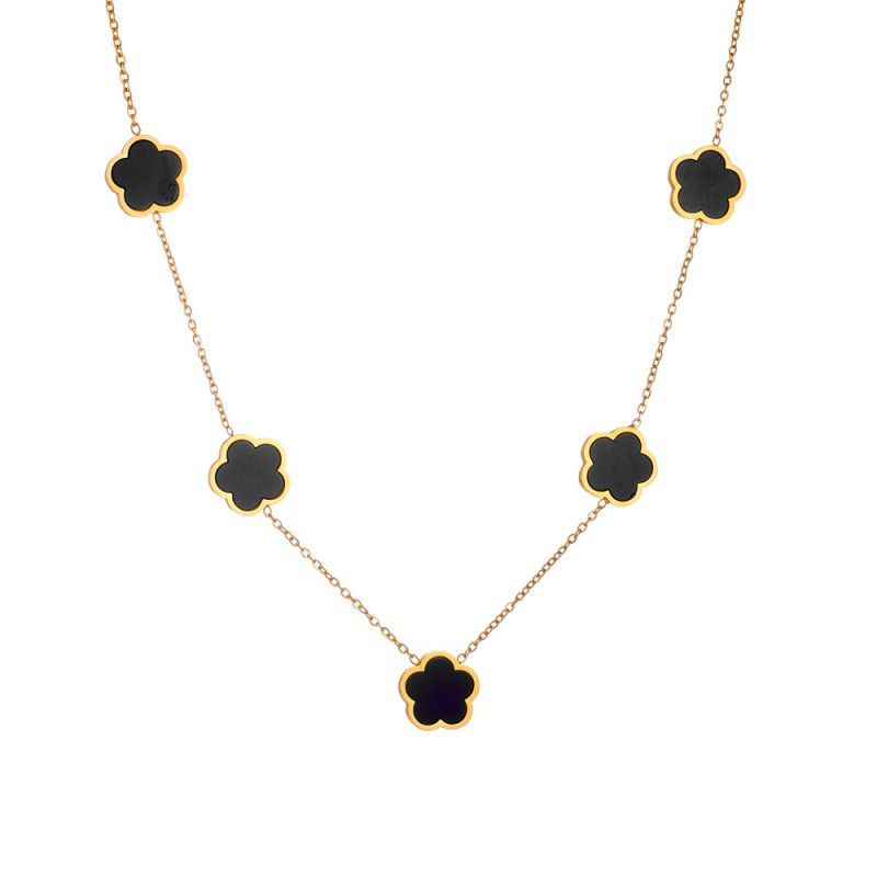 A Black Earring Stainless Steel Flower Earrings