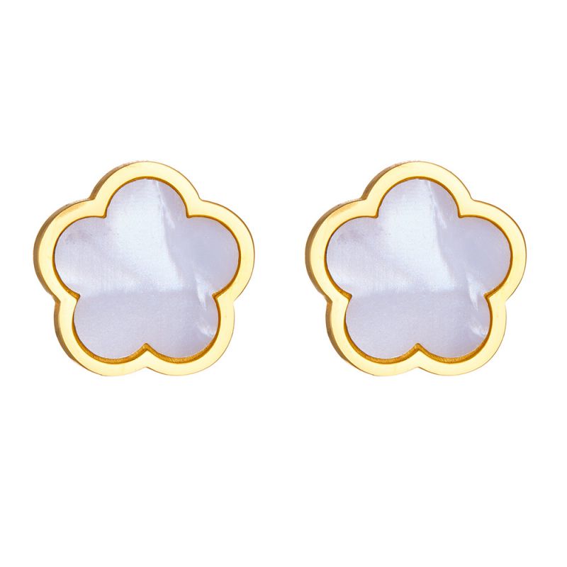 A Black Earring Stainless Steel Flower Earrings