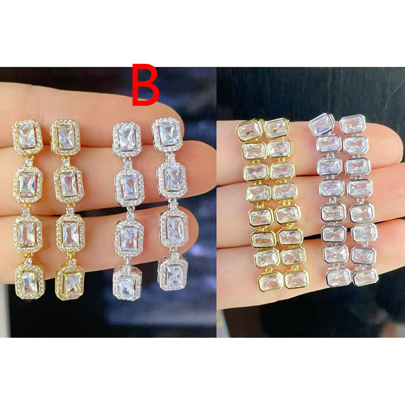 A Brass And Diamond Square Earrings