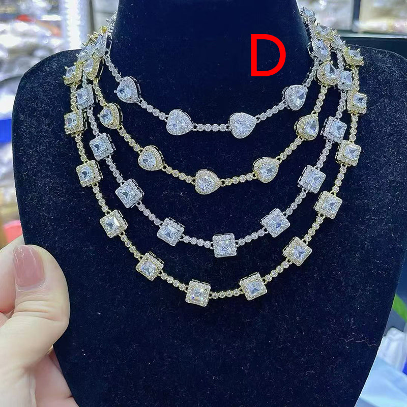 A Brass Square Necklace With Diamonds