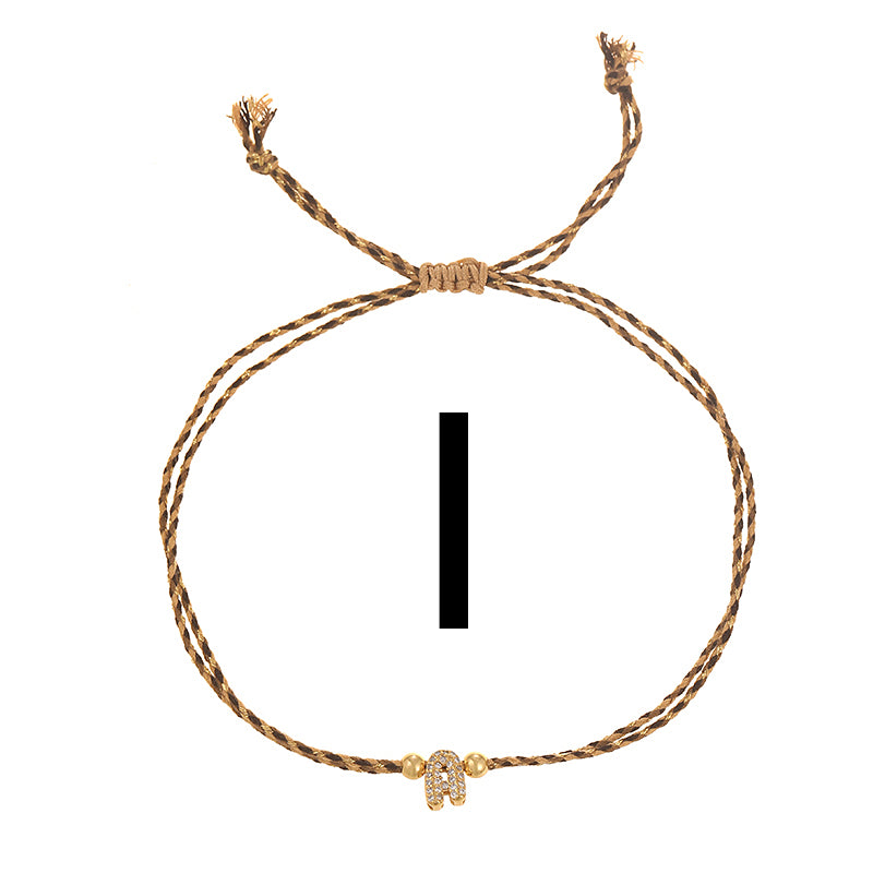 A Copper 26 Letter Beaded Double Layer Braided Bracelet (4mm)