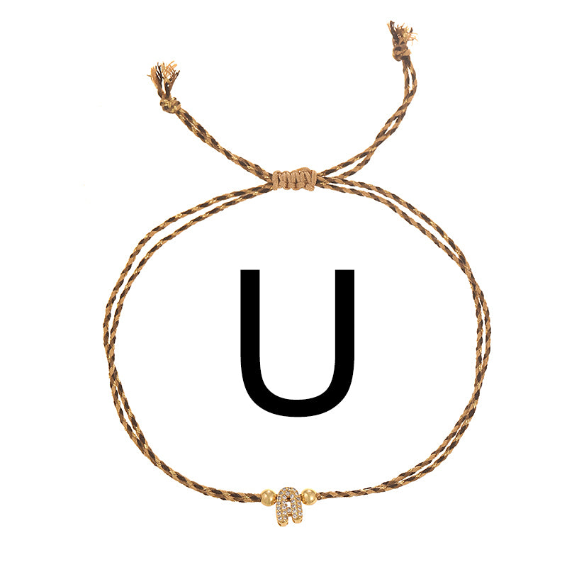 A Copper 26 Letter Beaded Double Layer Braided Bracelet (4mm)