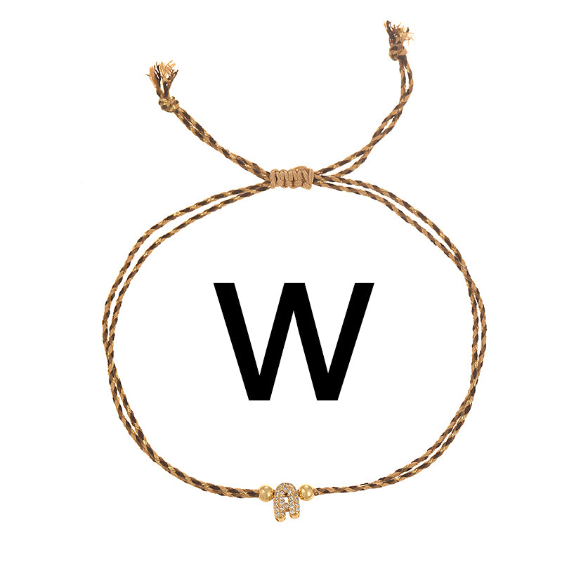 A Copper 26 Letter Beaded Double Layer Braided Bracelet (4mm)