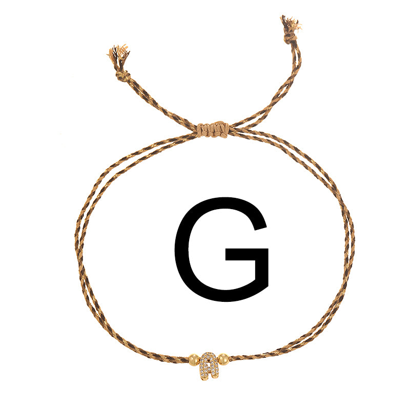 A Copper 26 Letter Beaded Double Layer Braided Bracelet (4mm)