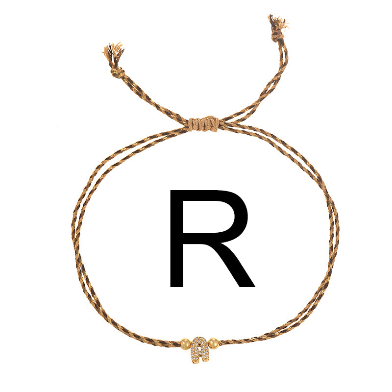 A Copper 26 Letter Beaded Double Layer Braided Bracelet (4mm)