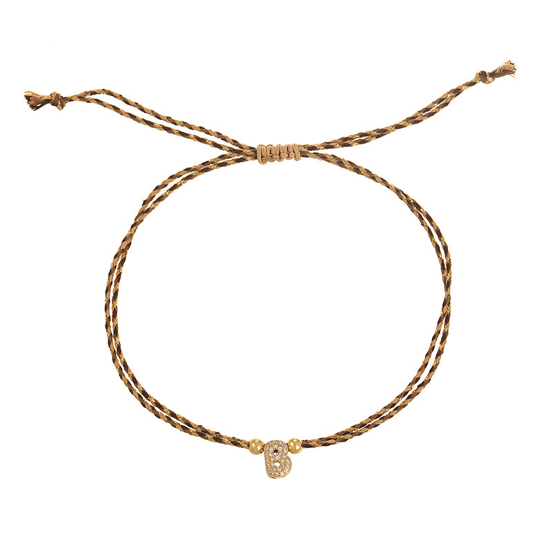 A Copper 26 Letter Beaded Double Layer Braided Bracelet (4mm)