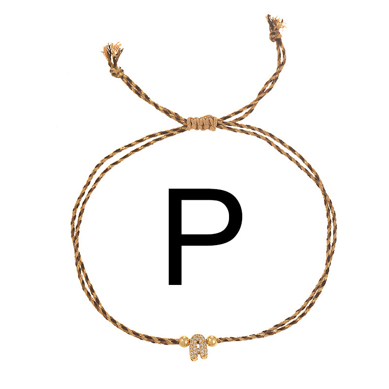 A Copper 26 Letter Beaded Double Layer Braided Bracelet (4mm)