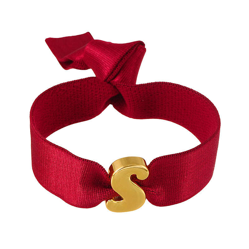 A Copper 26 Letter Velvet Elastic Bracelet