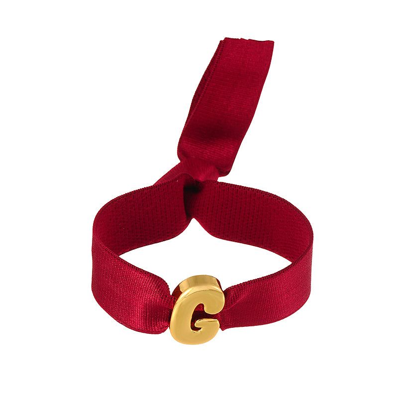 A Copper 26 Letter Velvet Elastic Bracelet