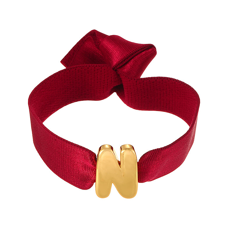 A Copper 26 Letter Velvet Elastic Bracelet