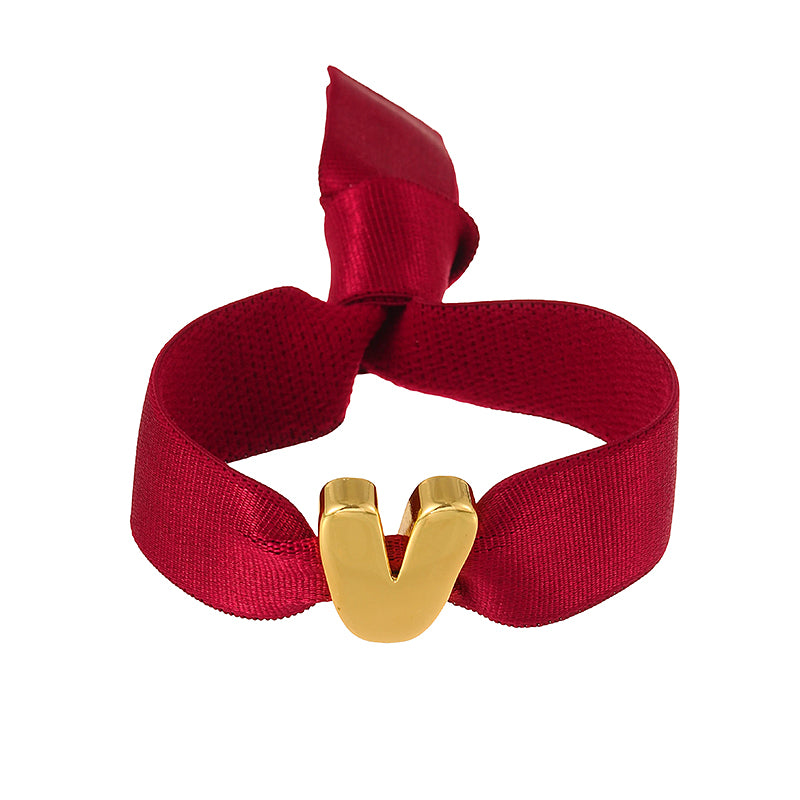 A Copper 26 Letter Velvet Elastic Bracelet