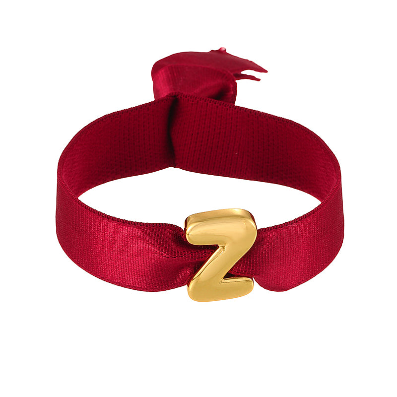 A Copper 26 Letter Velvet Elastic Bracelet
