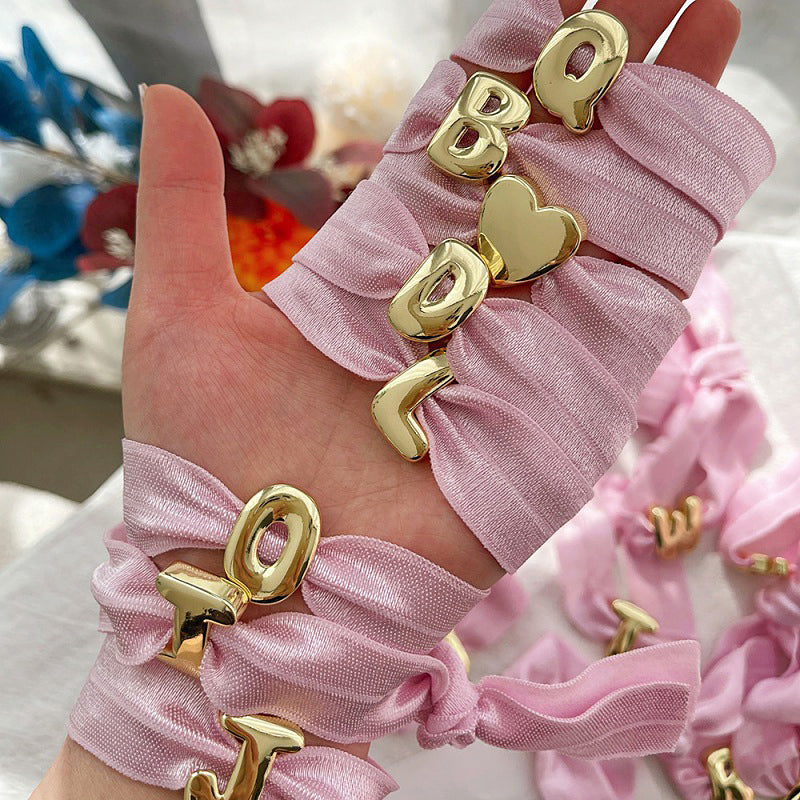 A Copper 26 Letter Velvet Elastic Bracelet