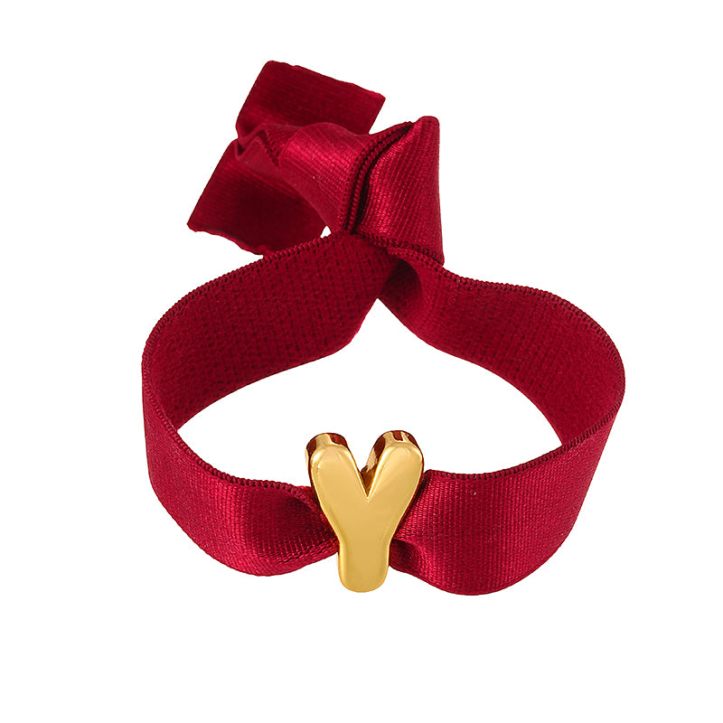 A Copper 26 Letter Velvet Elastic Bracelet