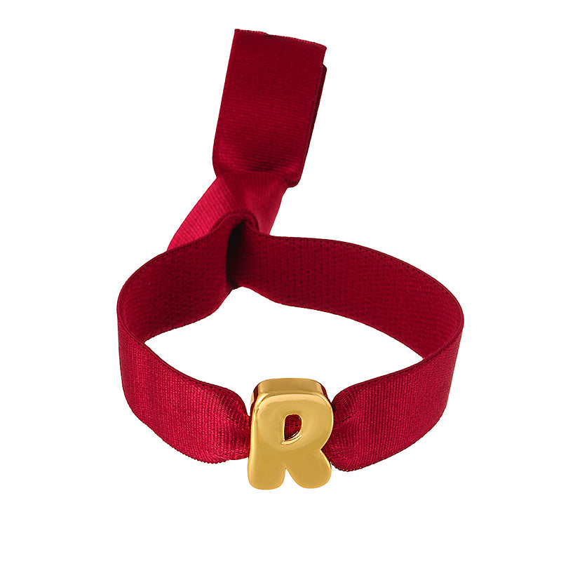 A Copper 26 Letter Velvet Elastic Bracelet