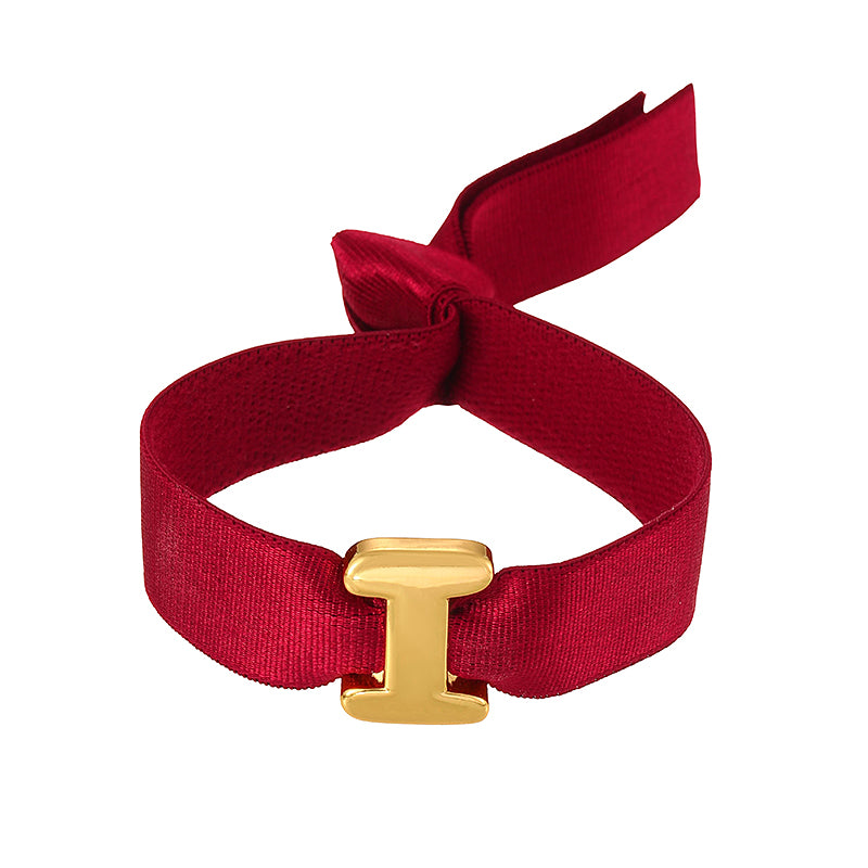 A Copper 26 Letter Velvet Elastic Bracelet