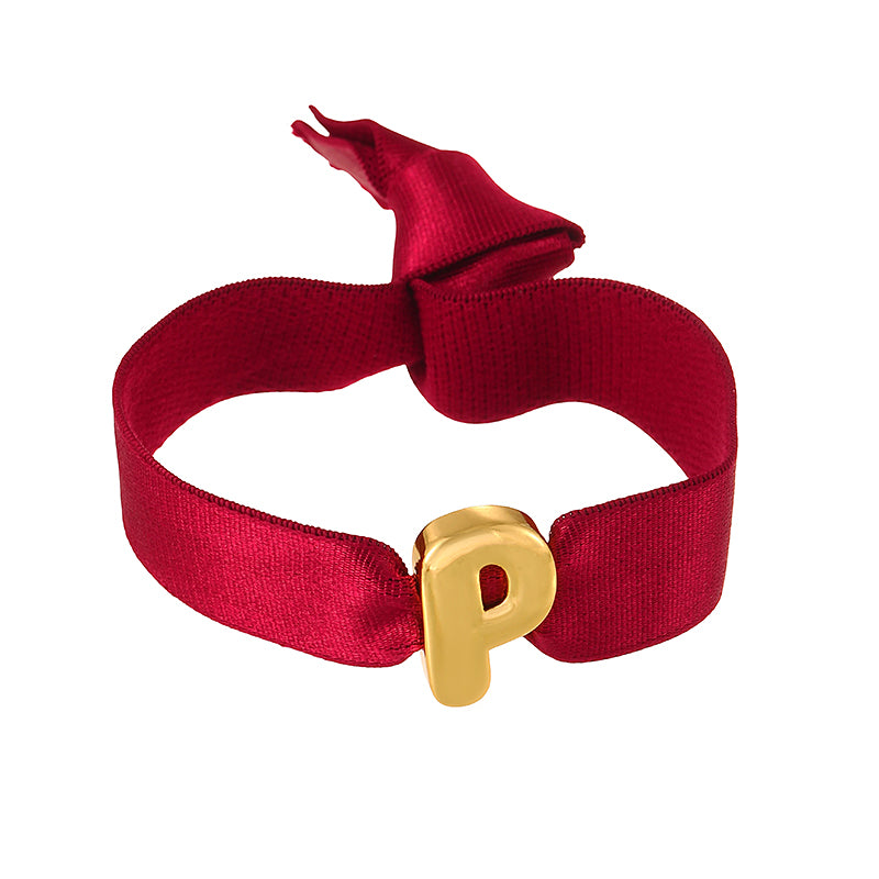 A Copper 26 Letter Velvet Elastic Bracelet