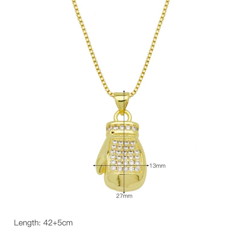 A Copper And Diamond-encrusted Baseball Boxing Glove Necklace