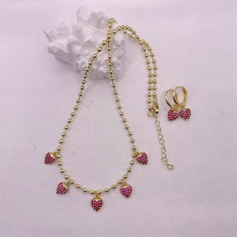 A Copper And Diamond-encrusted Strawberry Necklace