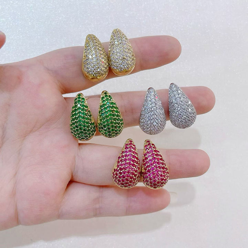 A Copper And Diamond-encrusted Teardrop-shaped Earrings