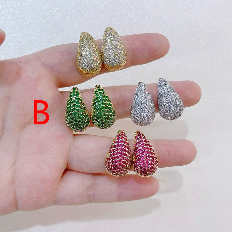 A Copper And Diamond-encrusted Teardrop-shaped Earrings