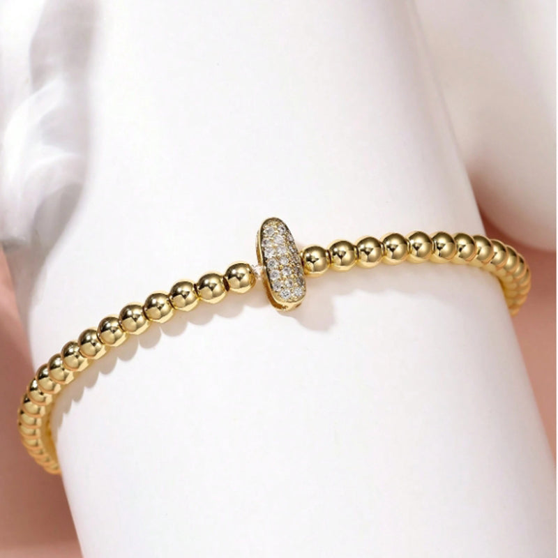 A Copper Beads And Diamond 26 Alphabet Bracelet