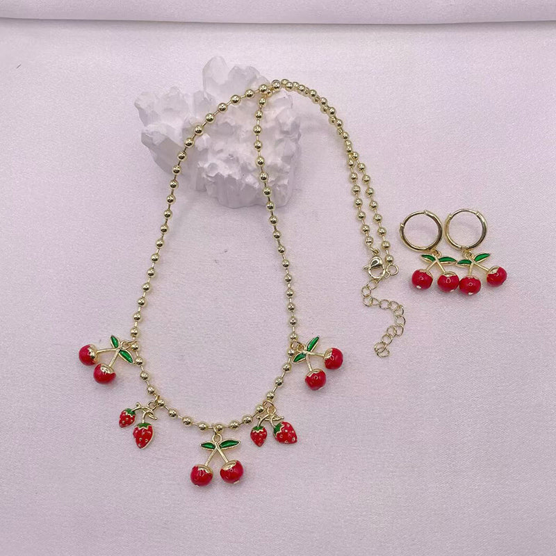 A Copper Cherry Strawberry Necklace