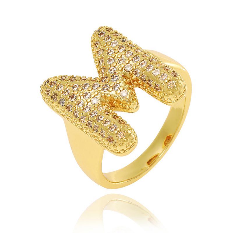 A Copper Diamond 26 Letter Open Ring