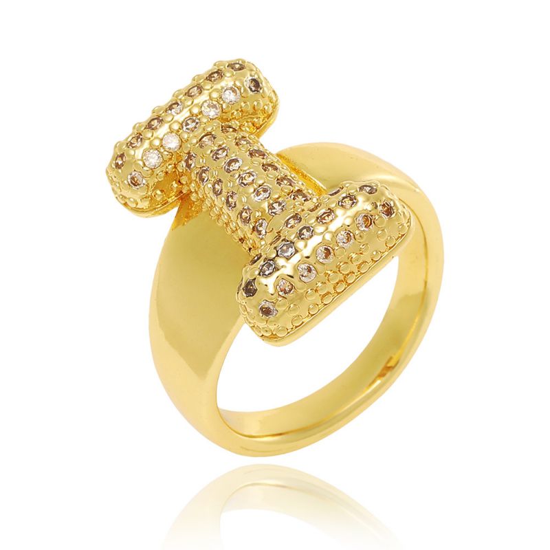 A Copper Diamond 26 Letter Open Ring