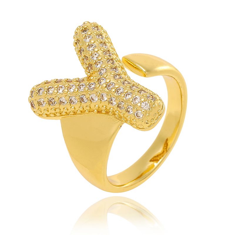 A Copper Diamond 26 Letter Open Ring