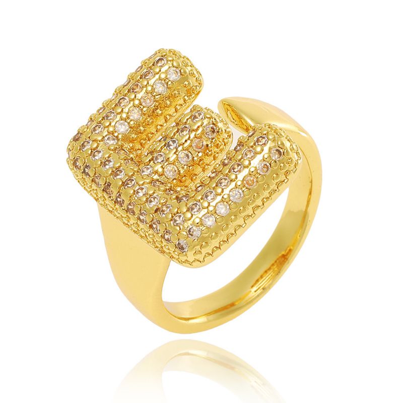 A Copper Diamond 26 Letter Open Ring