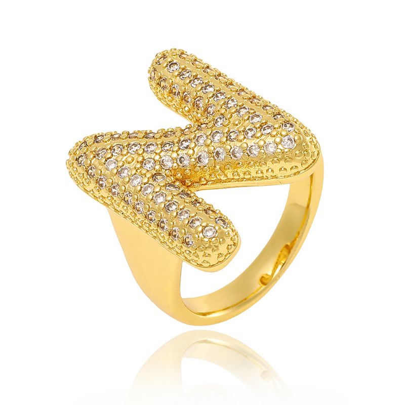 A Copper Diamond 26 Letter Open Ring