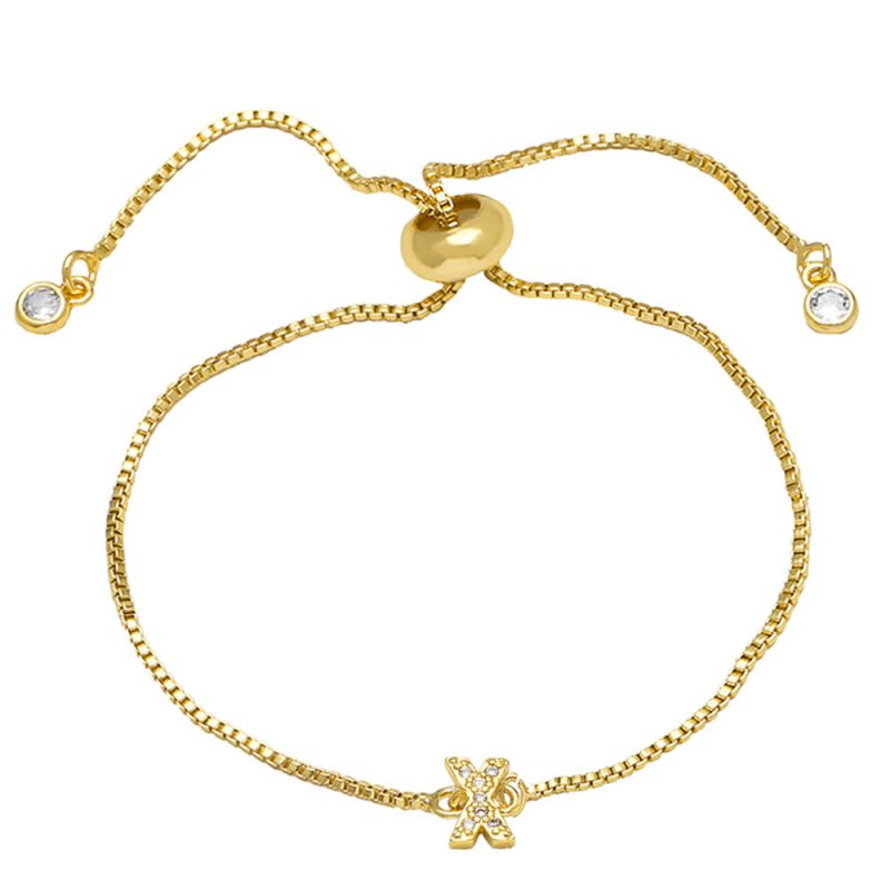 A Copper Diamond 26 Letter Pull-out Bracelet