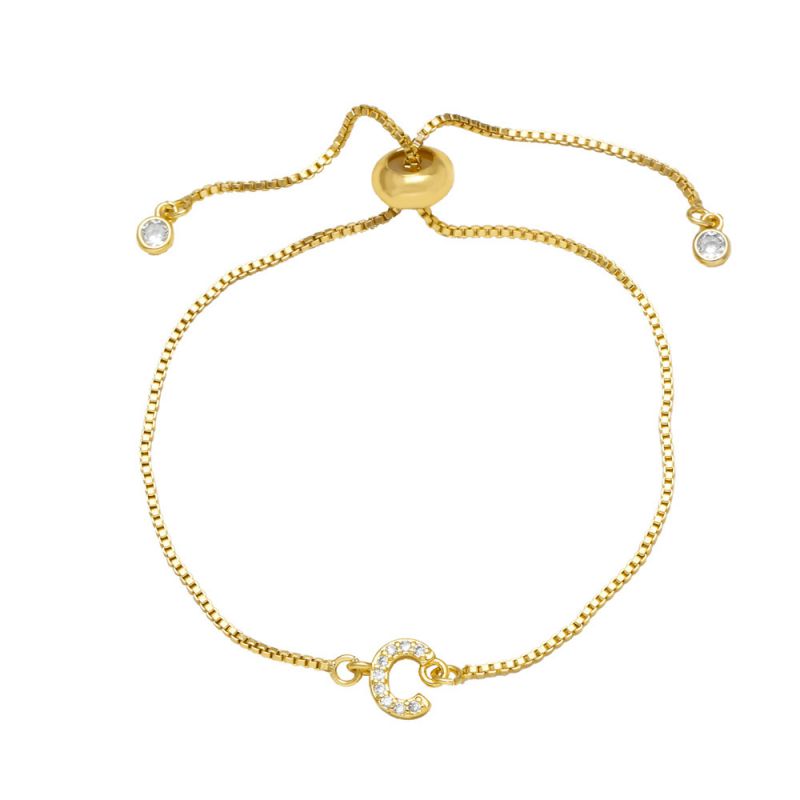 A Copper Diamond 26 Letter Pull-out Bracelet