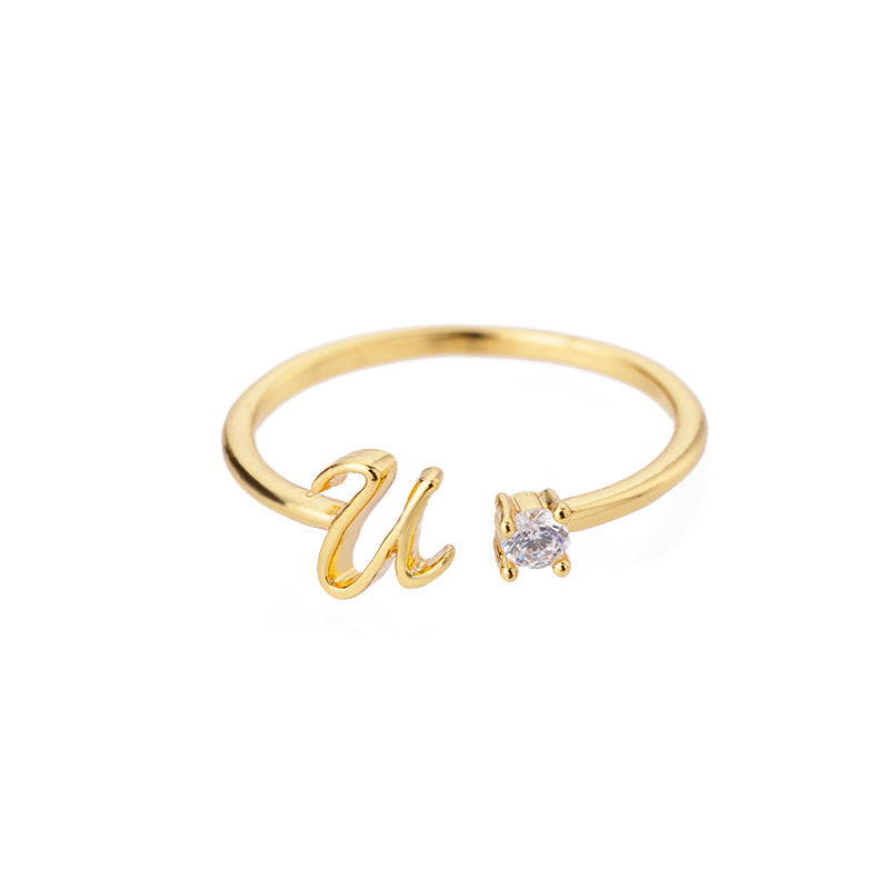 A Copper Diamond 26 Letter Round Ring