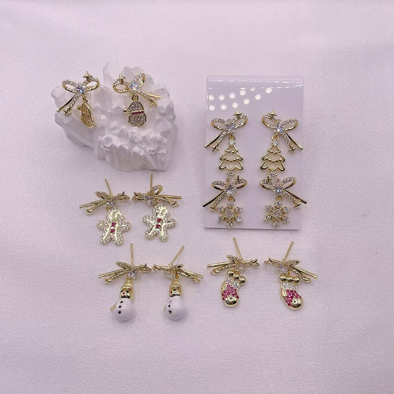 A Copper Diamond Bow Earrings