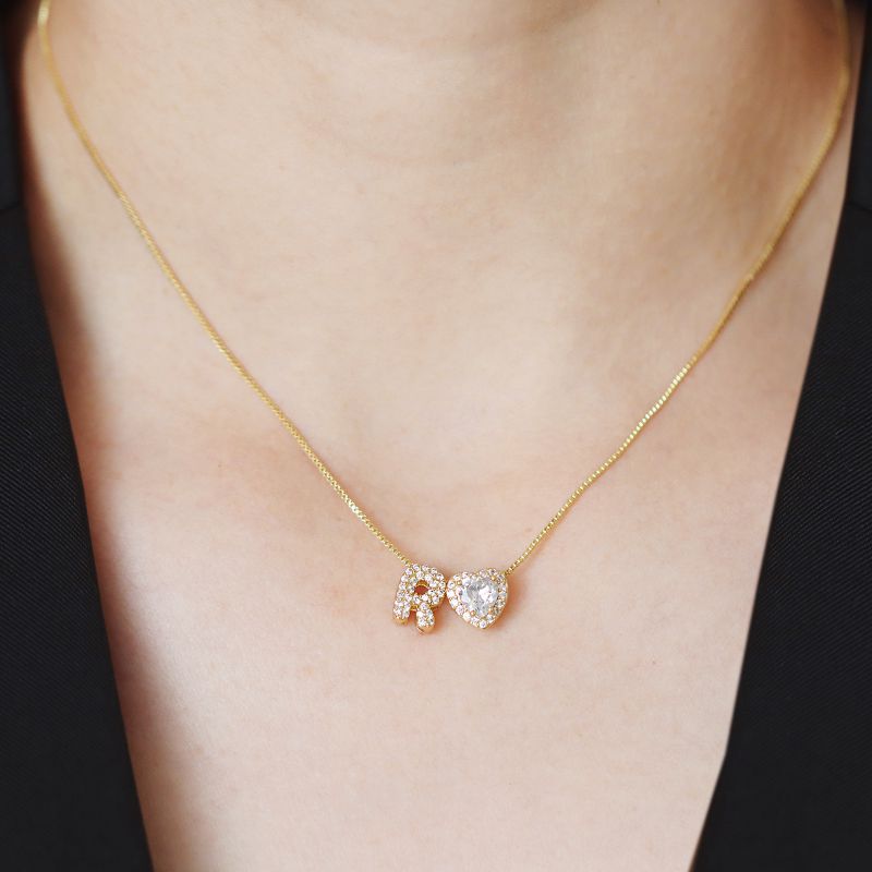 A Copper Diamond Heart 26 Letter Necklace