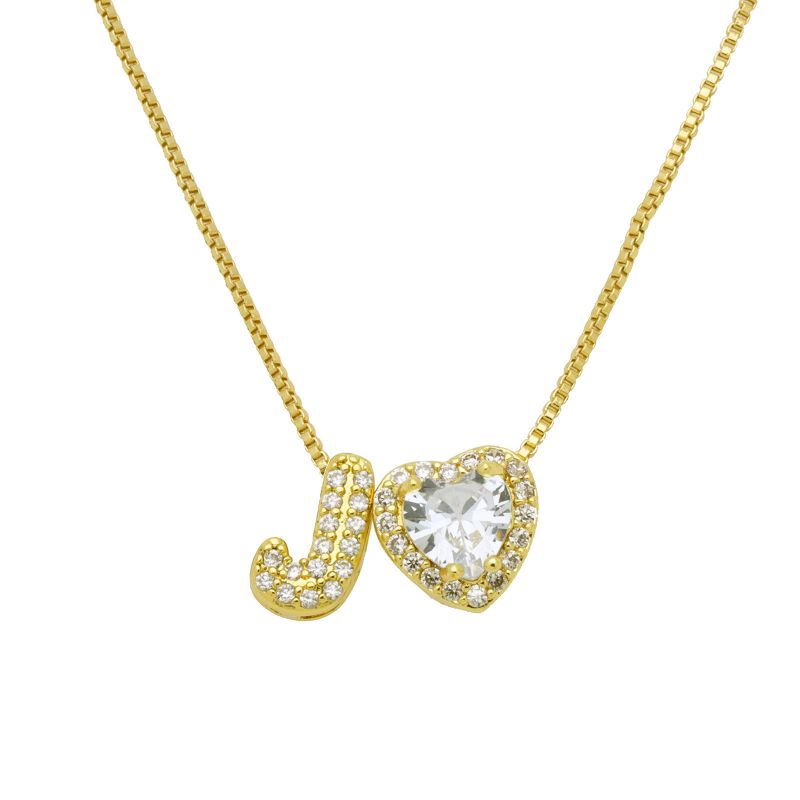 A Copper Diamond Heart 26 Letter Necklace