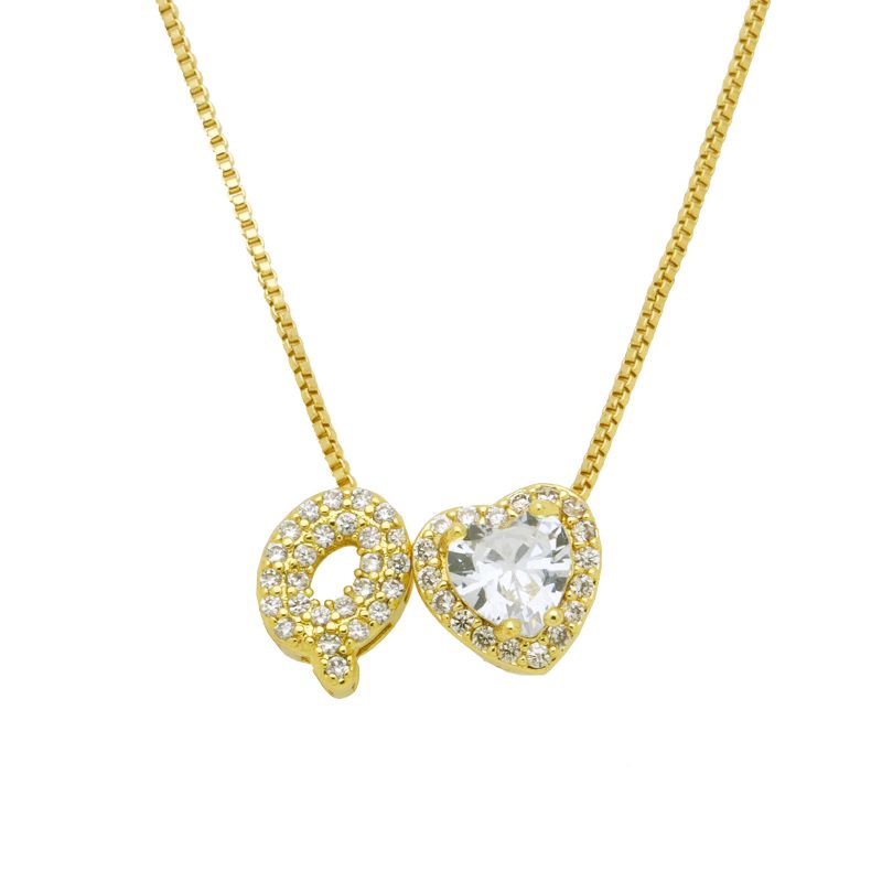 A Copper Diamond Heart 26 Letter Necklace