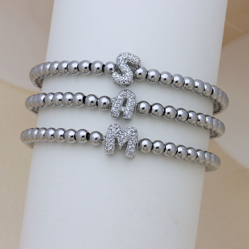 A Copper Gold-plated Beaded Diamond 26 Letter Bracelet