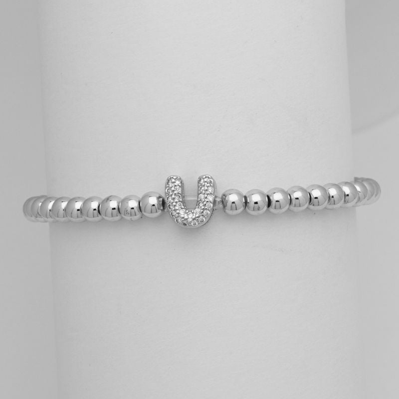 A Copper Gold-plated Beaded Diamond 26 Letter Bracelet