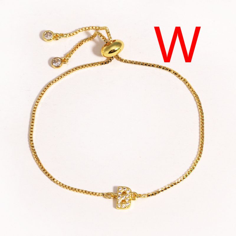 A Copper Inlaid Zirconium 26 Letter Bracelet