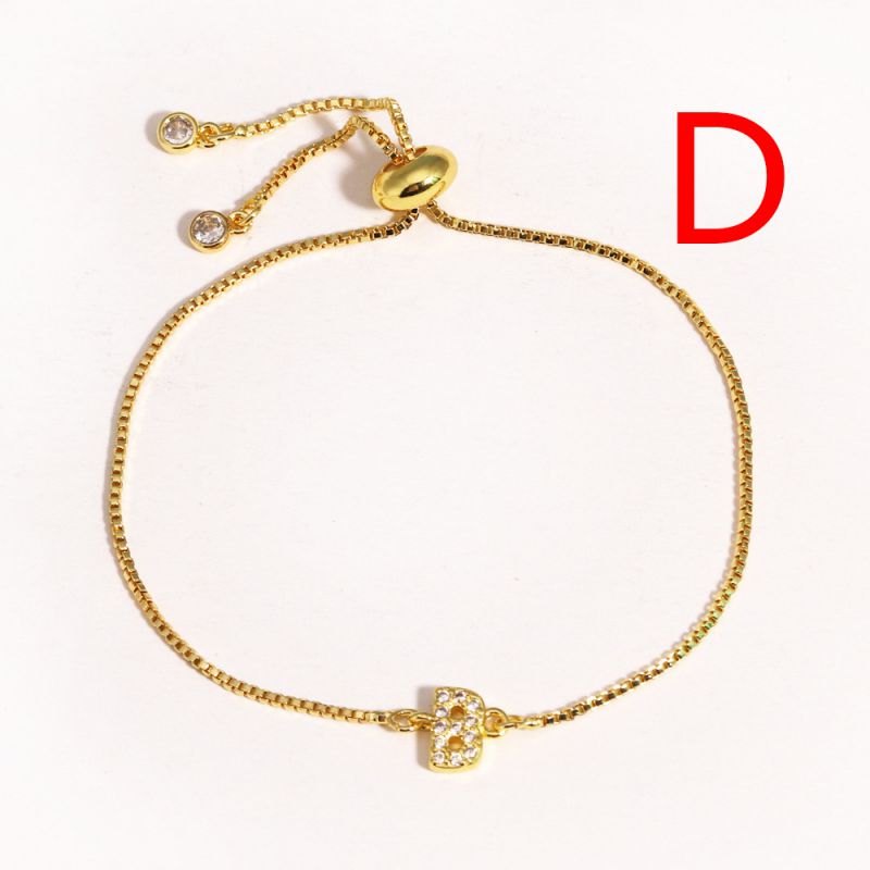 A Copper Inlaid Zirconium 26 Letter Bracelet