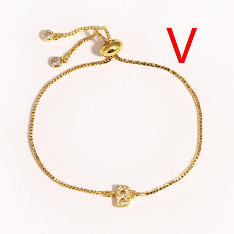 A Copper Inlaid Zirconium 26 Letter Bracelet