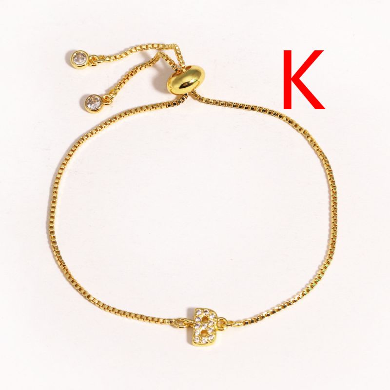 A Copper Inlaid Zirconium 26 Letter Bracelet