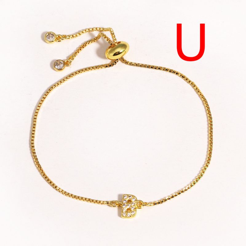 A Copper Inlaid Zirconium 26 Letter Bracelet