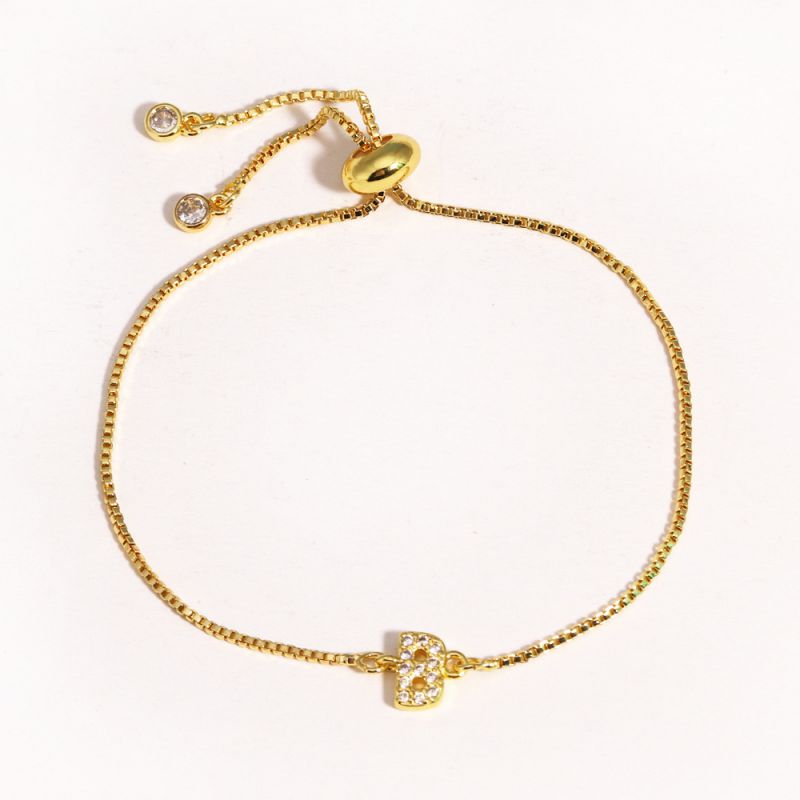 A Copper Inlaid Zirconium 26 Letter Bracelet