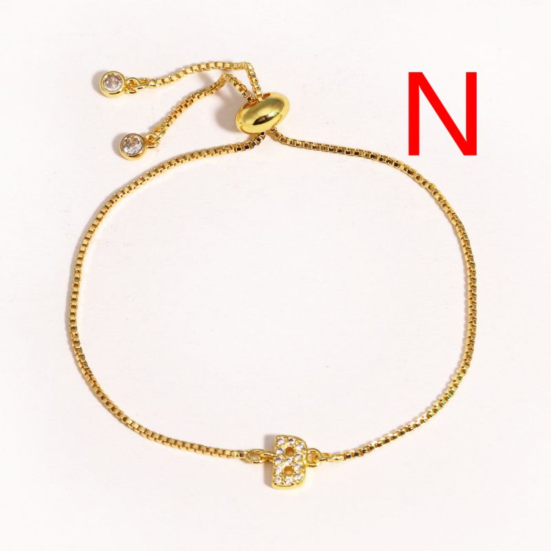 A Copper Inlaid Zirconium 26 Letter Bracelet