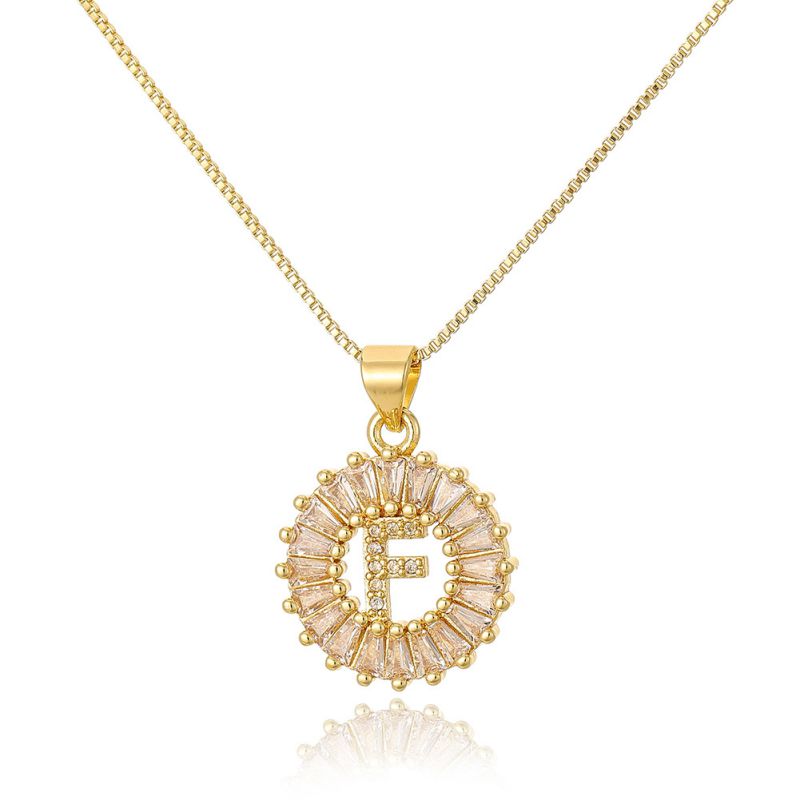 A Copper Inlaid Zirconium 26 Letter Necklace