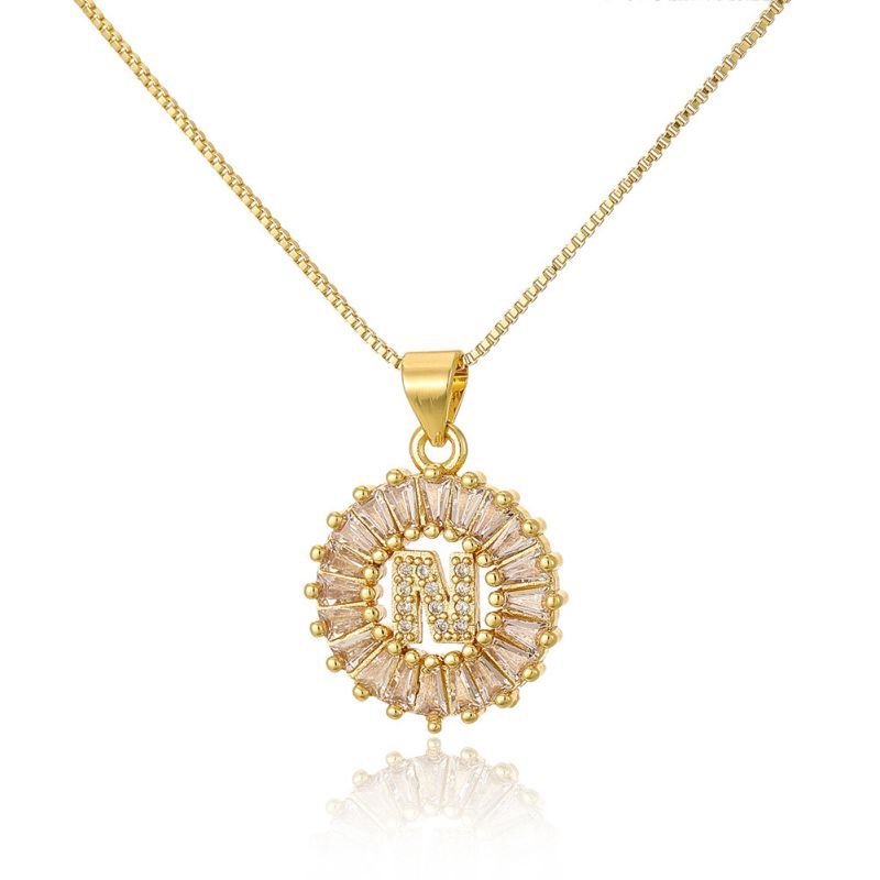 A Copper Inlaid Zirconium 26 Letter Necklace